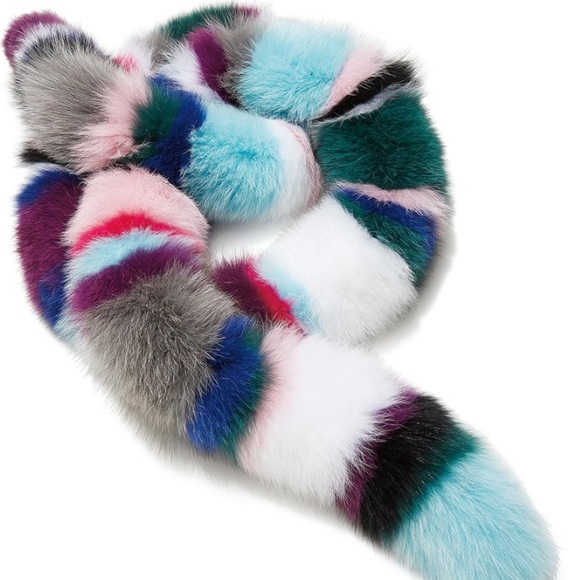 Charlotte Simone Accessories - NEW Charlotte Simone Fox Fur Stole Scarf Rainbow